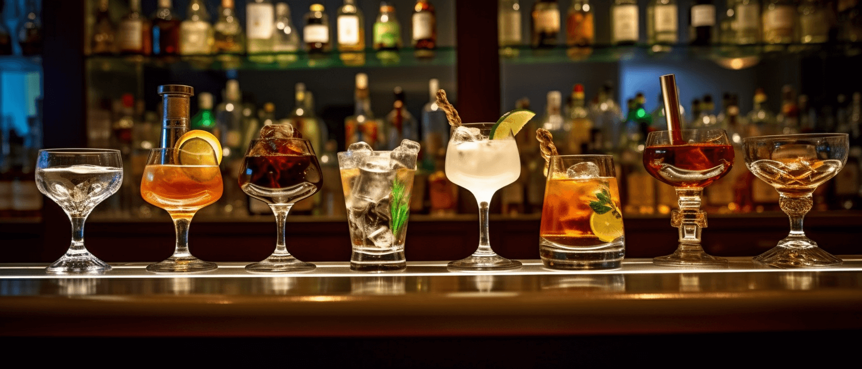 best cocktail glasses midjourney